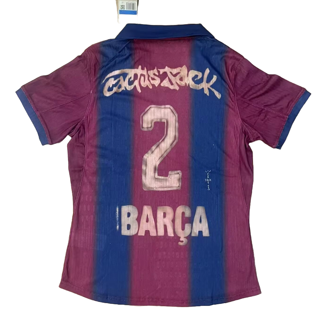 Camisa Barcelona TRAVIS SCOTT Home Retrô 2000/01 - Torcedor Masculina Oversized