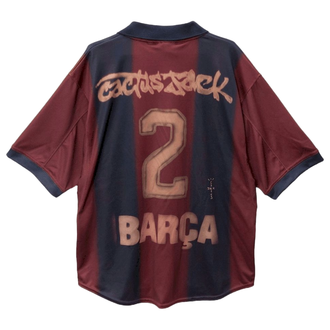 Camisa Barcelona TRAVIS SCOTT Home Retrô 2000/01 - Torcedor Masculina Oversized