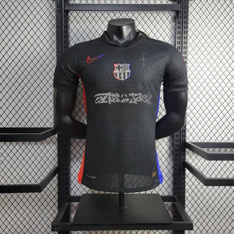 Camisa Barcelona TRAVIS SCOTT Away 24/25 - Jogador Masculina Preta