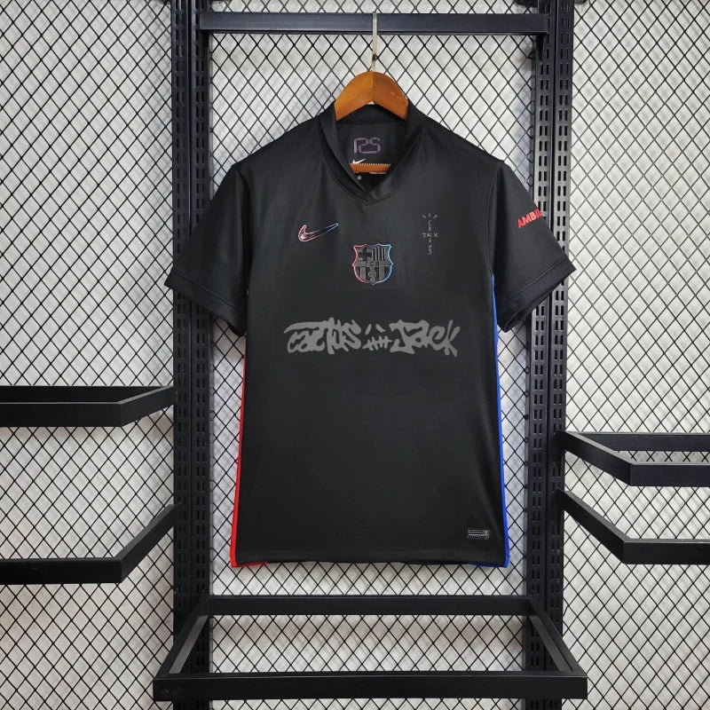 Camisa Barcelona TRAVIS SCOTT Away  home 24/25 - Torcedor Masculina Preta