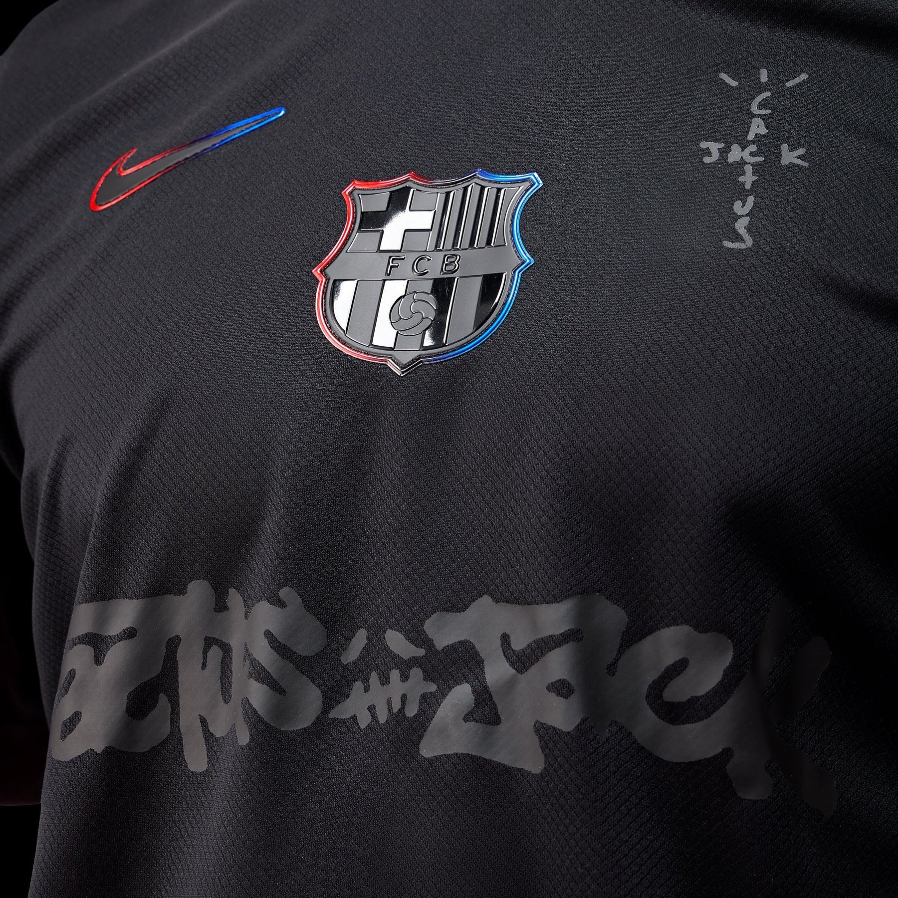 Camisa Barcelona TRAVIS SCOTT Away 24/25 - Jogador Masculina Preta
