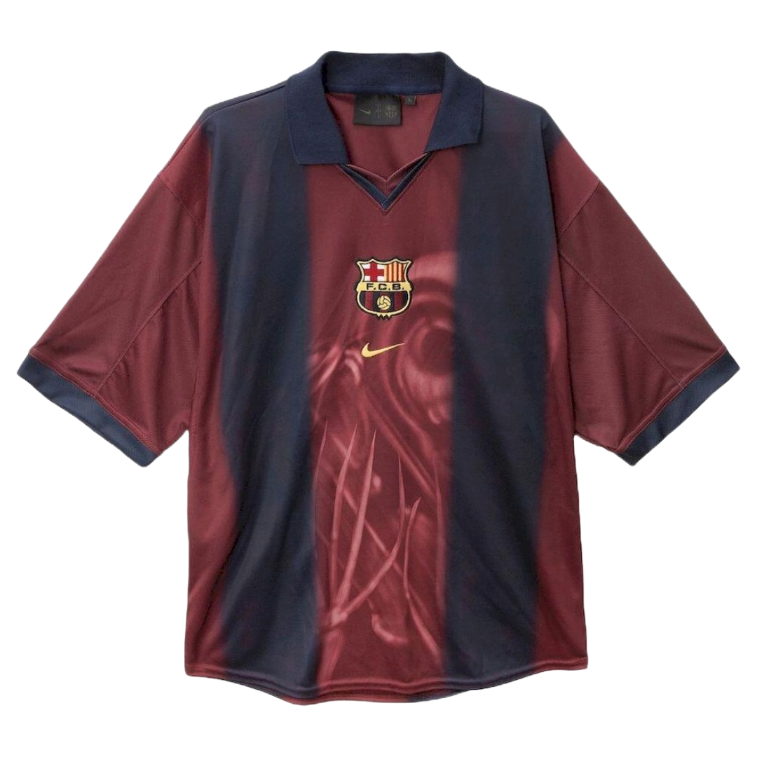 Camisa Barcelona TRAVIS SCOTT Home Retrô 2000/01 - Torcedor Masculina Oversized