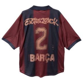 Camisa Barcelona TRAVIS SCOTT Home Retrô 2000/01 - Torcedor Masculina Oversized